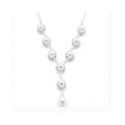 Vieste Simulated Pearl & Crystal Flower Y Necklace
