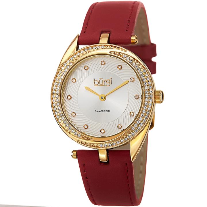 Burgi Unisex Red Strap Watch-b-122ygr