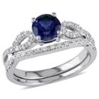 Womens 1/6 Ct. T.w. Lab Created Blue Sapphire 10k Gold Bridal Set