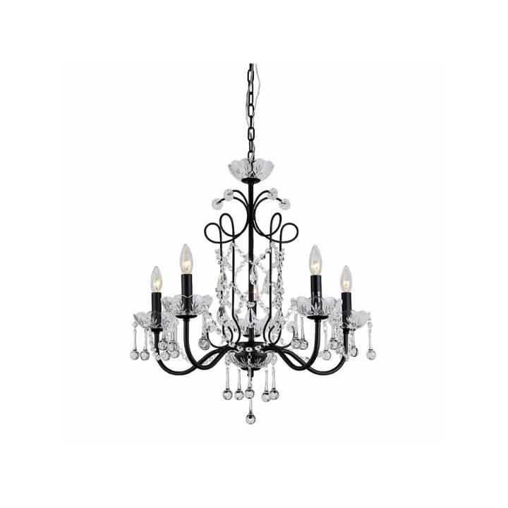 Warehouse Of Tiffany Donna 5-light Crystal 22-inchblack Finish Chandelier
