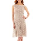 J. Taylor Sleeveless Sequined Scalloped Lace Dress