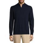 Claiborne Quarter Zip Mock Neck Long Sleeve Pullover Sweater