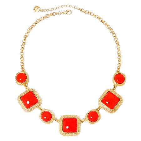 Monet Gold-tone Aqua Stone Collar Necklace