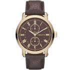 Claiborne Mens Brown Leather Gold-tone Watch