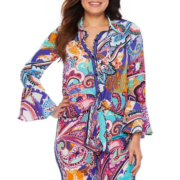 Bold Elements Tie Front Blouse