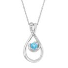 Womens Diamond Accent Genuine Blue Topaz 10k White Gold Pendant Necklace