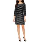 Jessica Howard 3/4 Sleeve Velvet Diamond Shift Dress