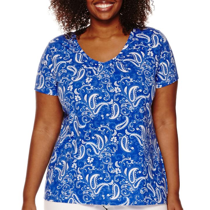 St. John's Bay Shirred V-neck Tee