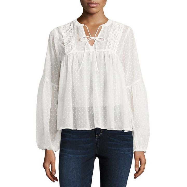 A.n.a Crochet Split Neck Top