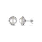 1/10 Ct. T.w. Diamond & Cultured Freshwater Pearl Sterling Silver Earrings