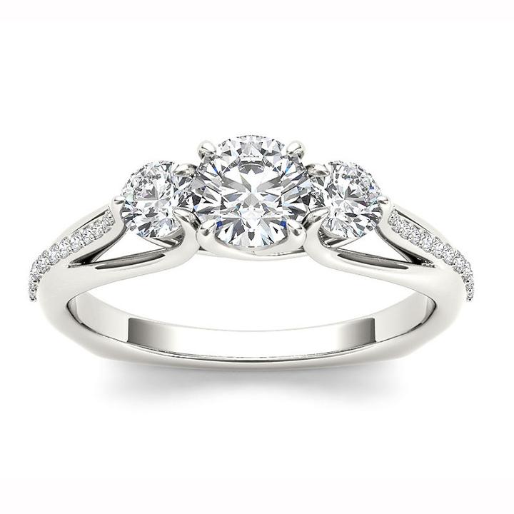 Womens 1 1/2 Ct. T.w. Genuine Diamond White 3-stone Ring
