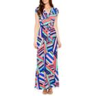R & K Originals Short Sleeve Pattern Maxi Dress