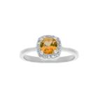 Cushion-cut Genuine Citrine And White Topaz Sterling Silver Ring