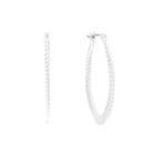 Liz Claiborne Silver-tone Long Oval Hoop Earrings