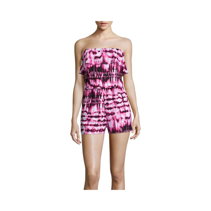 Decree Strapless Ruffle-front Romper