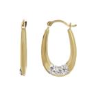 Crystal-accent 14k Yellow Gold Hoop Earrings