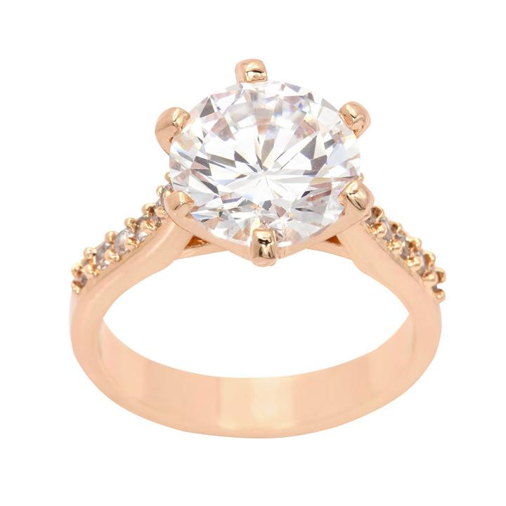 Sparkle Allure Sparkle Allure Womens Greater Than 6 Ct. T.w. Clear 14k Rose Gold Over Brass Round Cocktail Ring