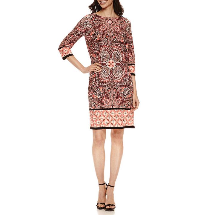 3/4 Sleeve Medaillion Print Shift