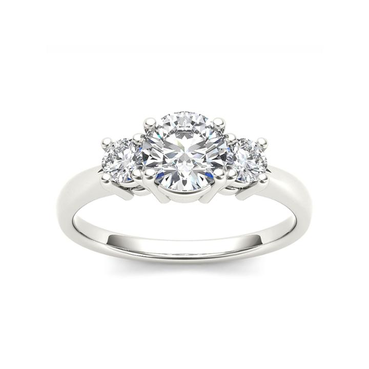 1 1/2 Ct. T.w. Round White Diamond 14k Gold 3-stone Ring