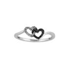 1/10 Ct. T.w. White And Color-enhanced Black Diamond Double-heart Ring