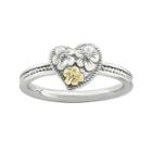 Personally Stackable Diamond-accent Two-tone Heart & Flower Ring