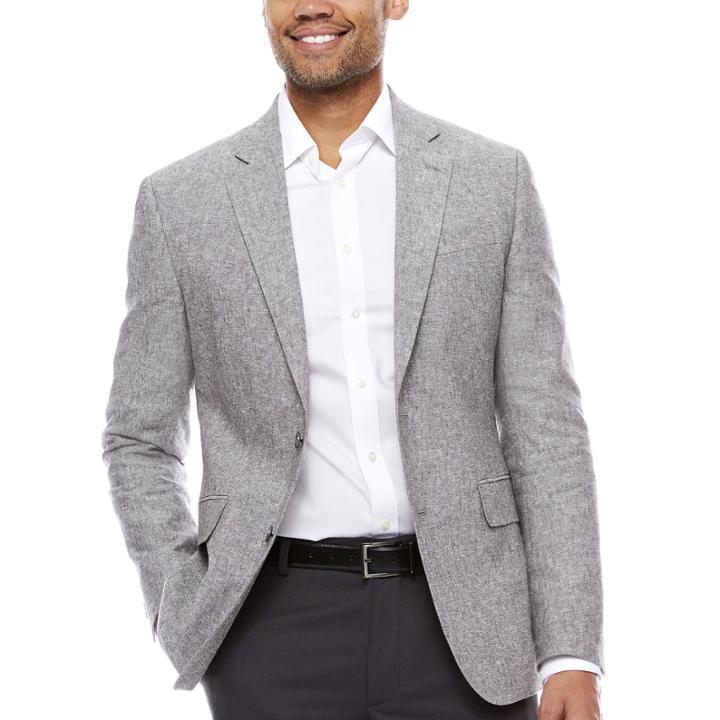 Stafford Linen Cotton Grey Sport Coat- Slim Fit