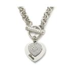 Personalized Cubic Zirconia Sterling Silver Heart Pendant Necklace