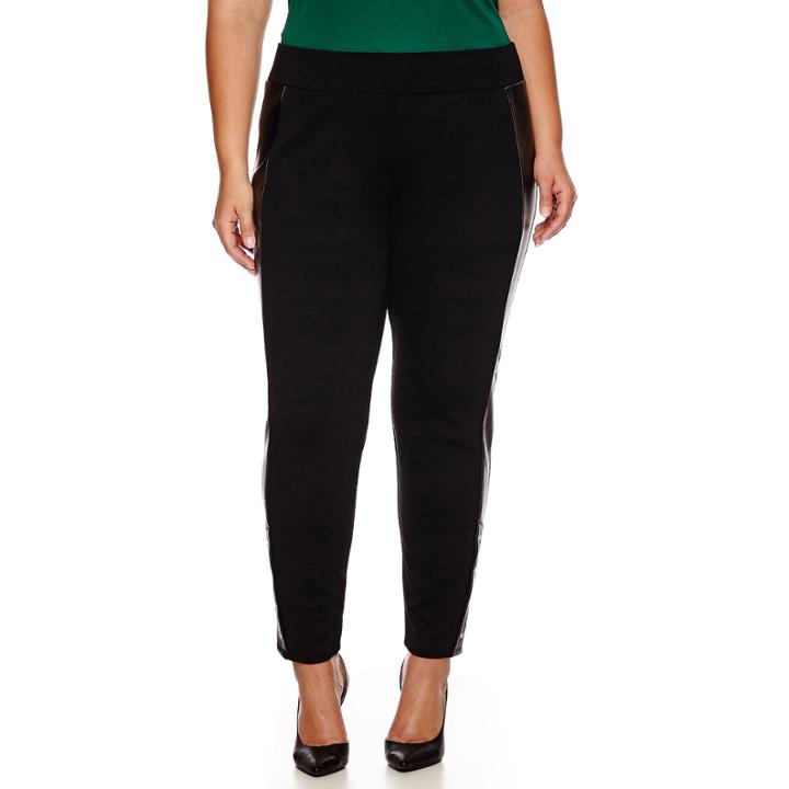 Worthington Snap-hem Ponte Pleather Leggings - Plus