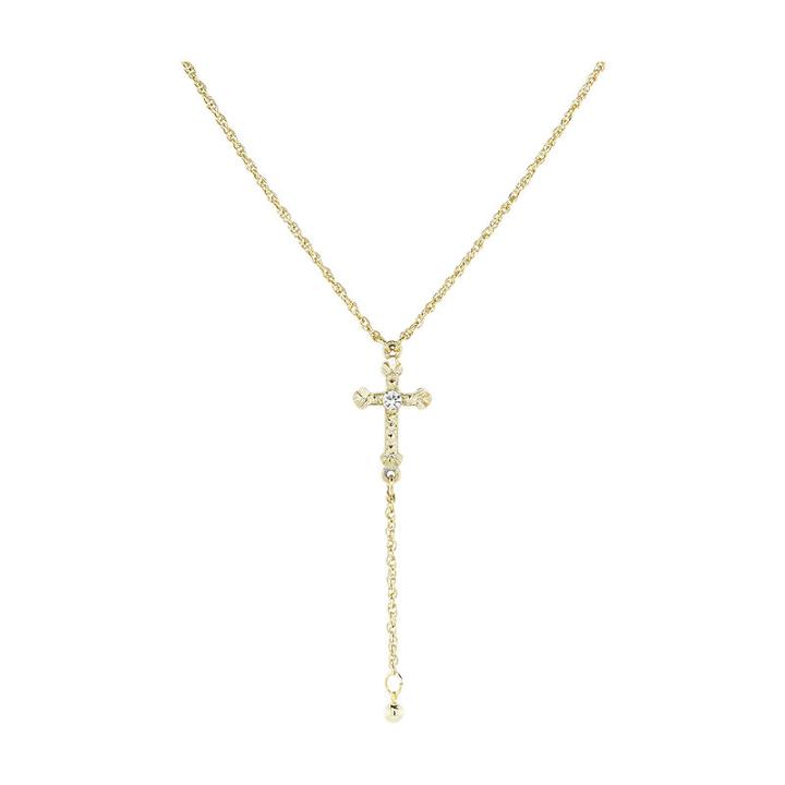 1928 Religious Jewelry Womens Clear Cross Y Necklace