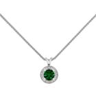 Womens Diamond Accent Lab Created Green Emerald Sterling Silver Pendant Necklace