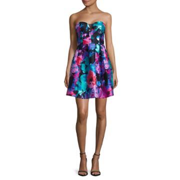 Be Smart Strapless Sweetheart Floral Party Dress - Juniors