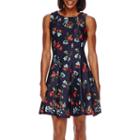 Danny & Nicole Sleeveless Pieced Floral Fit-and-flare Dress