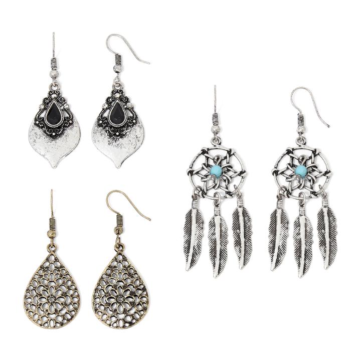 Arizona Two-tone Teardrop 3-pr. Earring Set
