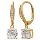 Gold Reflection Cubic Zirconia Gold Over Brass Drop Earrings
