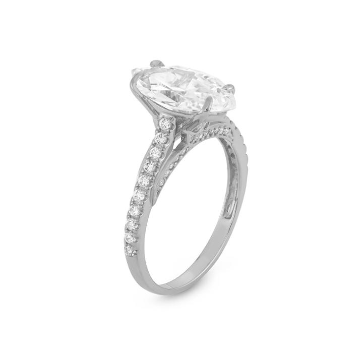 Diamonart Womens 2 3/4 Ct. T.w. Lab Created Marquise White Cubic Zirconia 10k Gold Engagement Ring