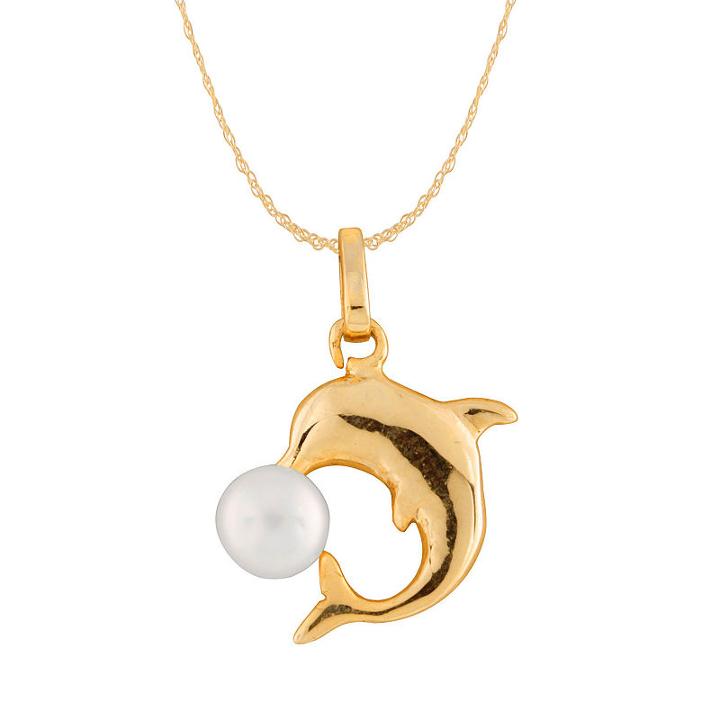 Splendid Pearls Womens Pearl 14k Gold Pendant Necklace