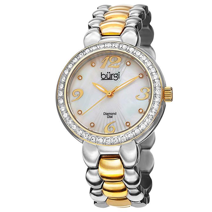 Burgi Womens Two Tone Strap Watch-b-084ttg