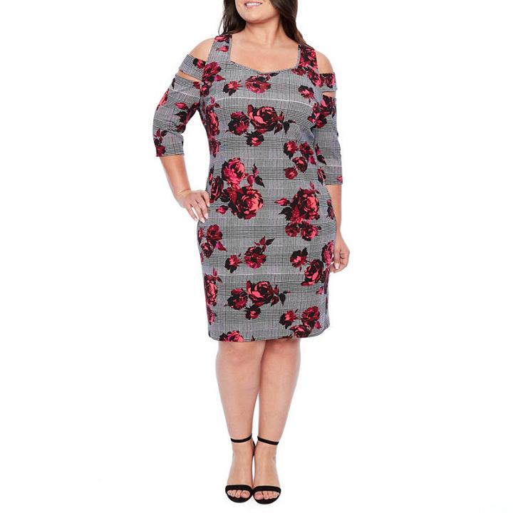 Bold Elements 3/4 Sleeve Cut Outs Bodycon Dress-plus