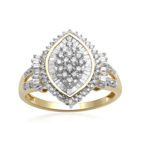 1/2 Ct. T.w. Diamond 10k Yellow Gold Cocktail Cluster Ring
