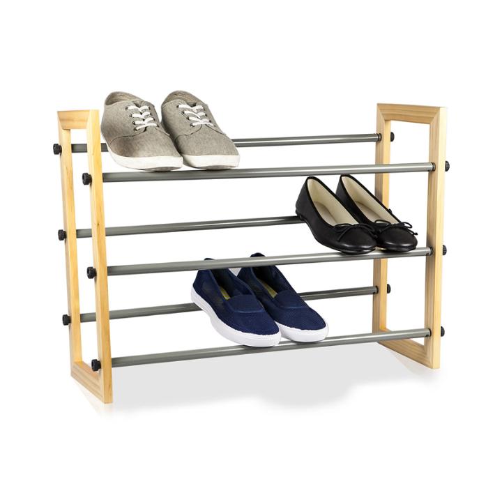 Sunbeam 3-tier Expandable Wood-paneled Shoe Rack
