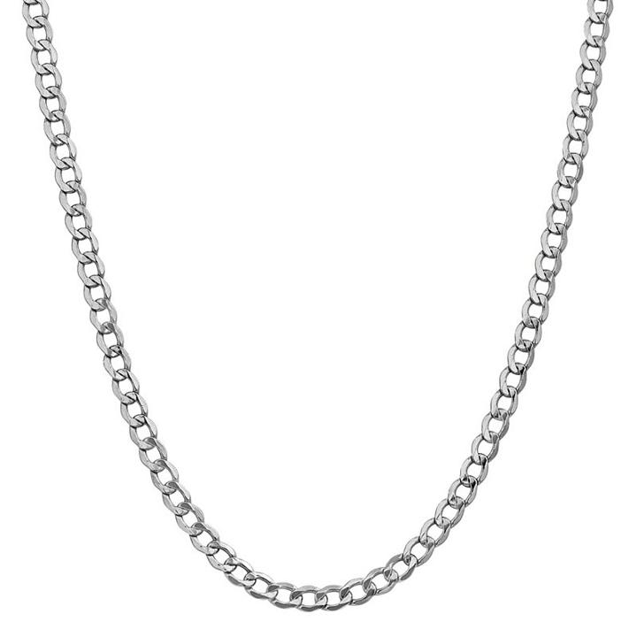 14k White Gold Semisolid Curb 16 Inch Chain Necklace