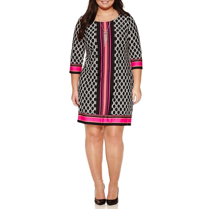 Alyx 3/4 Sleeve Knit Sheath Dress With Necklace-plus