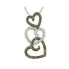 1/2 Ct. T.w. White And Color-enhanced Green Diamond Triple Heart Pendant Necklace