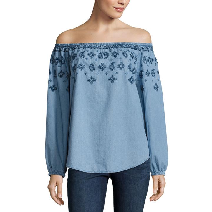 St. John's Bay Longsleeve Off The Shoulder Top