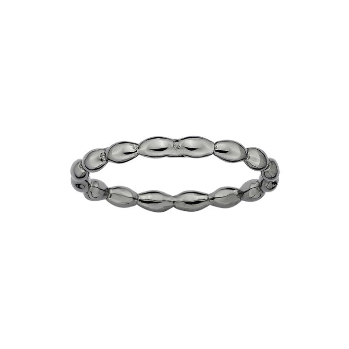 Personally Stackable Black Sterling Silver Rice Bead Ring