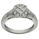 Womens 3/4 Ct. T.w. Genuine Princess White Diamond Platinum Engagement Ring