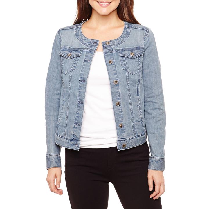 Liz Claiborne Collarless Denim Jacket