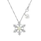 Hallmark Diamonds Womens Lab Created White Opal Snowflake Pendant Necklace