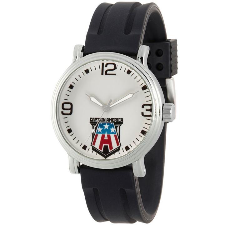 Captain America Mens Black Strap Watch-wma000269