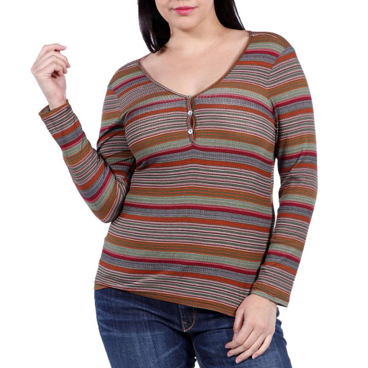 24/7 Comfort Apparel Mvp Striped Tunic Top Plus